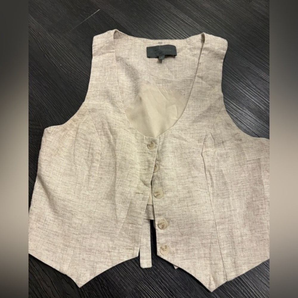 Anthropologie Sunday in Brooklyn linen v neck button front vest medium